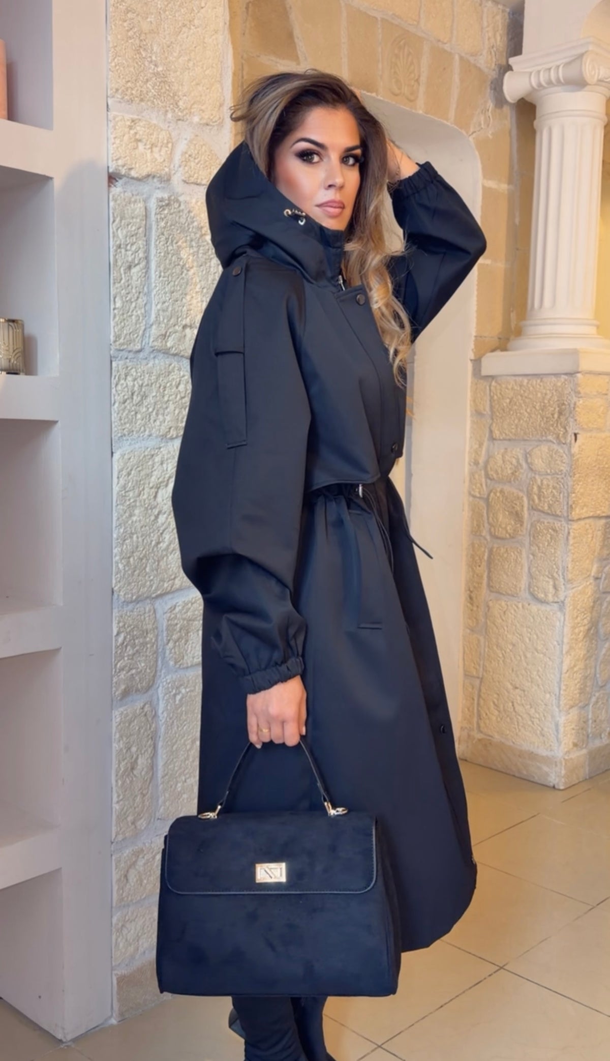 Trench long à capuche