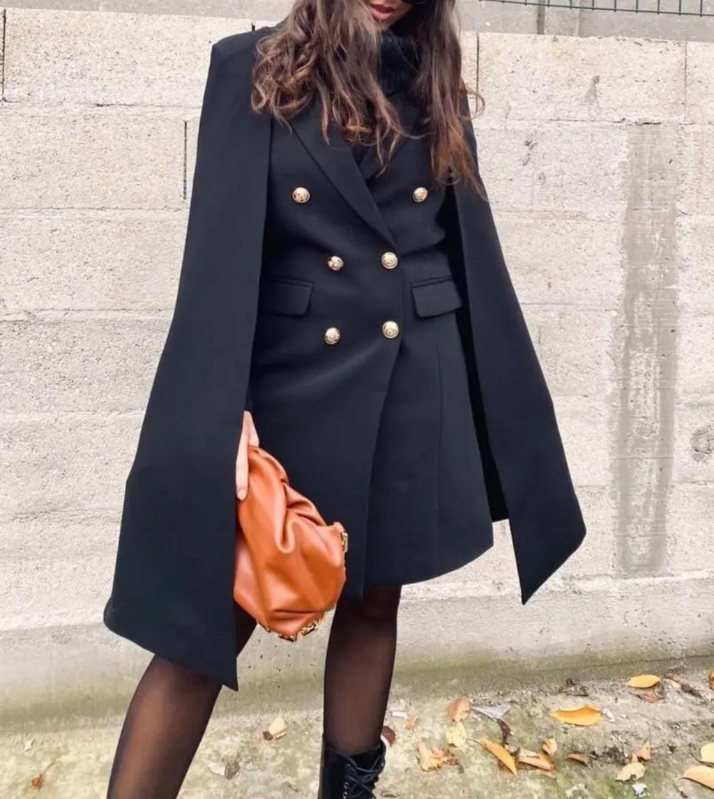 Cape Blazer Signature noire à boutons dorés