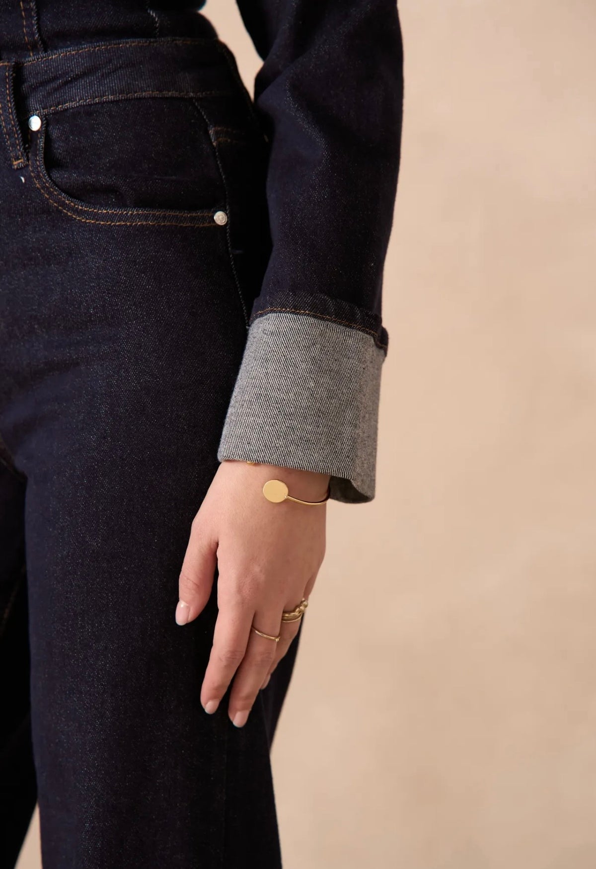 Combinaison en denim brut - revers de manche