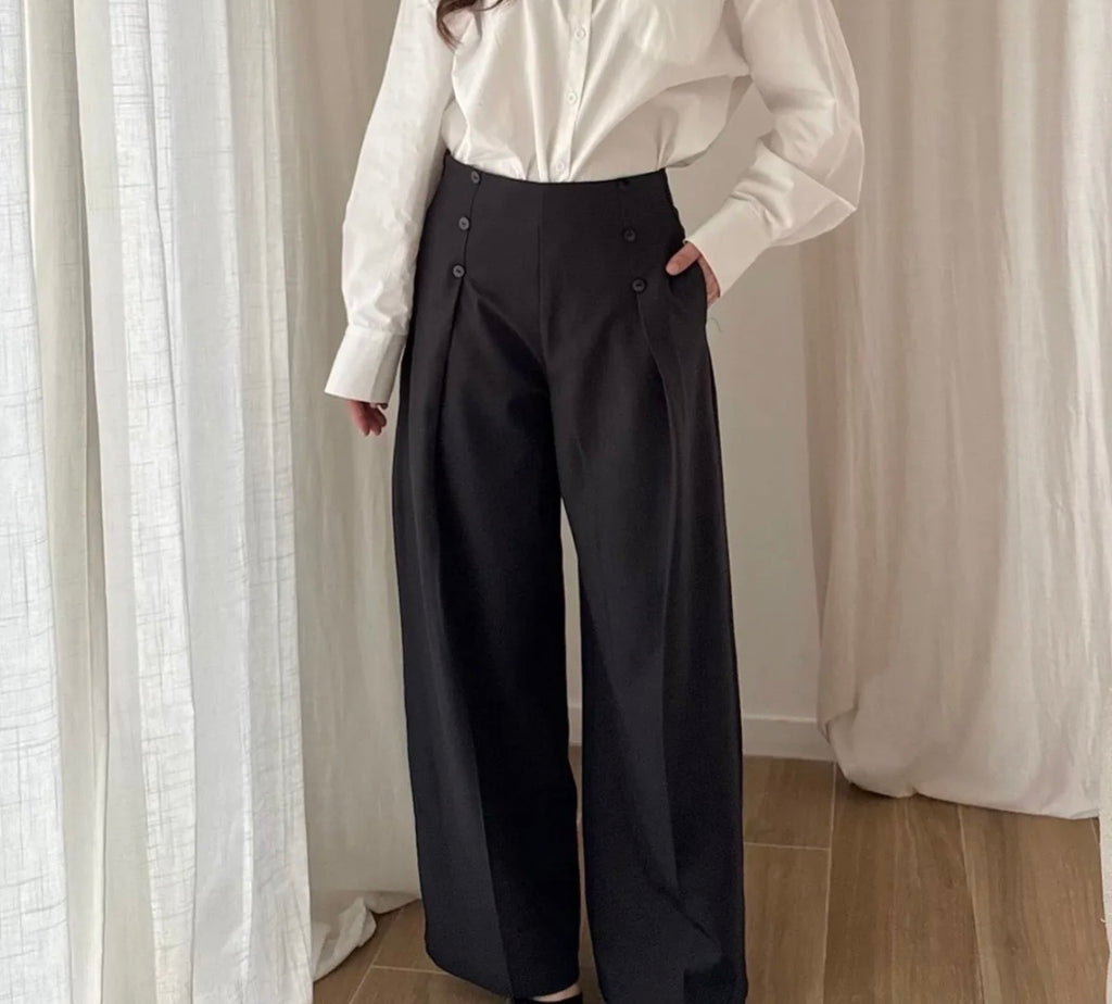 Pantalon style marin noir - vue de face