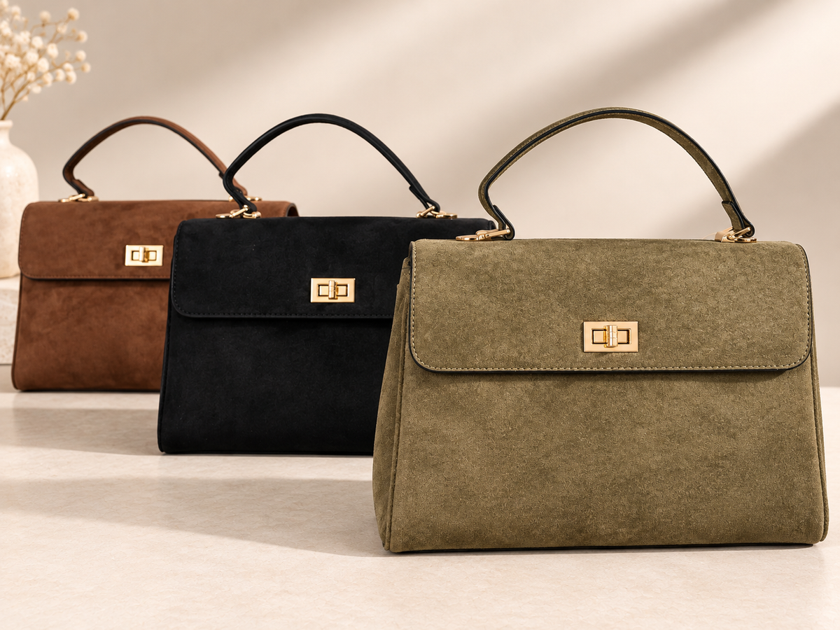 Sac Signature Sabria kaki noir et marron - photo studio